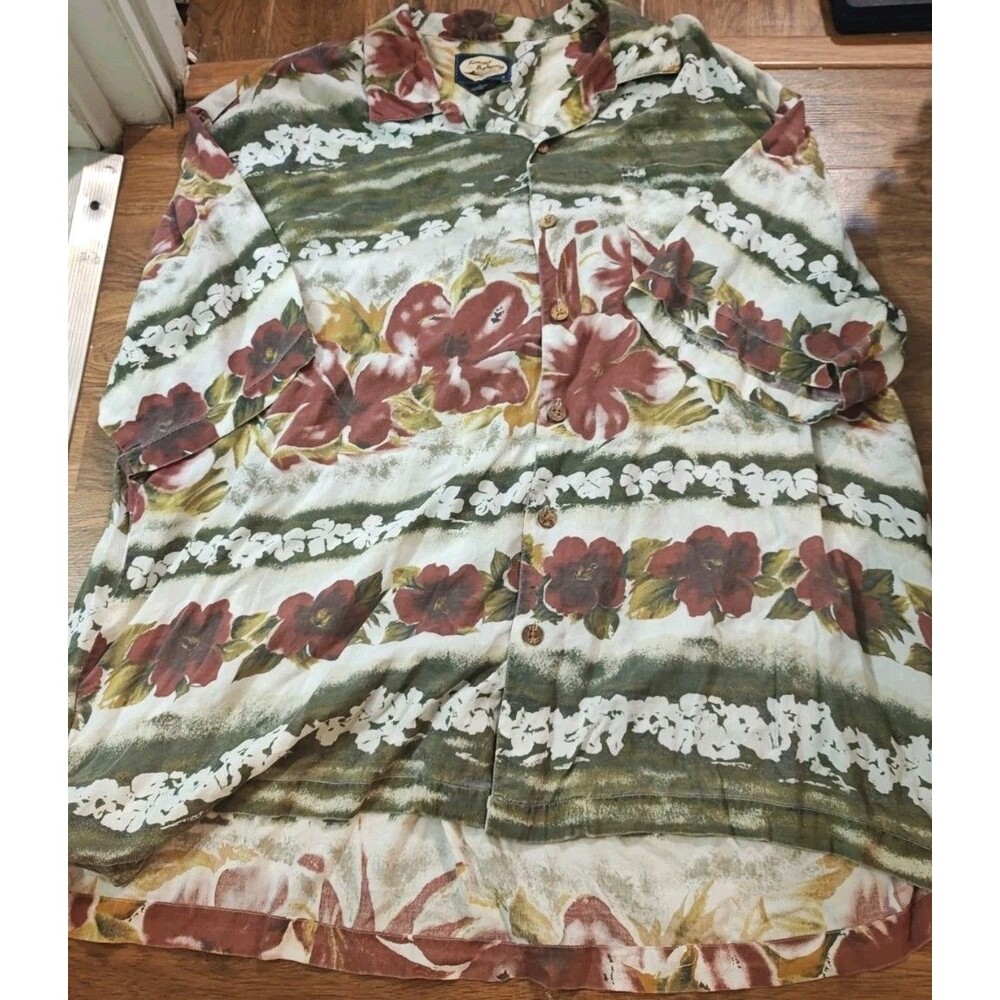 VTG Tommy Bahama Rayon Hawaiian Short Sleeve Camp Shirt Floral Men's XXL Aloha